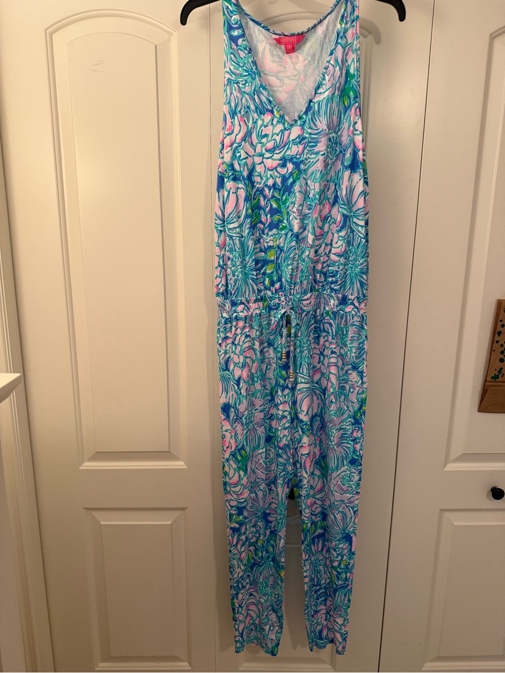 Lilly Pulitzer Sleeveless Floral Jumpsuit - Blue & Pink
